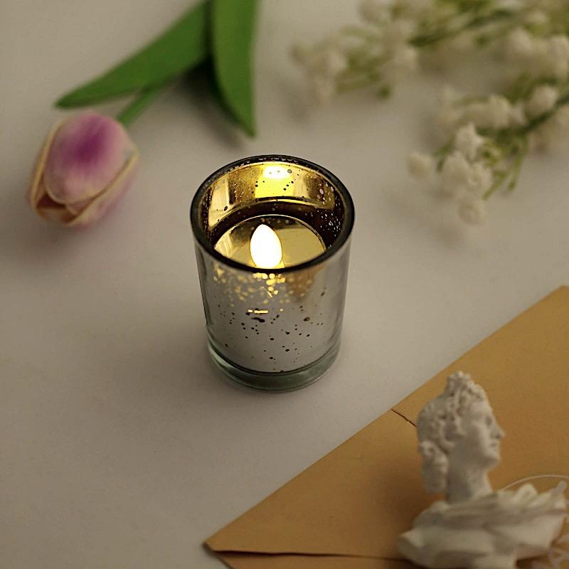 12 pcs 2 in Round Speckled Mercury Glass Votive Candle Holders