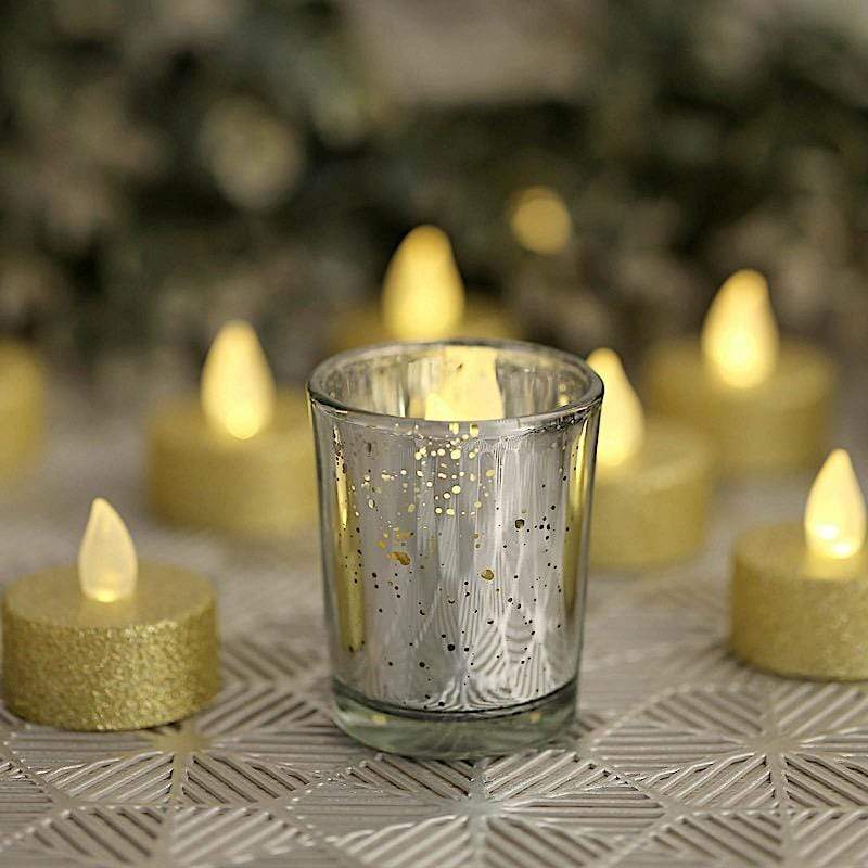 12 pcs 2 in Round Speckled Mercury Glass Votive Candle Holders