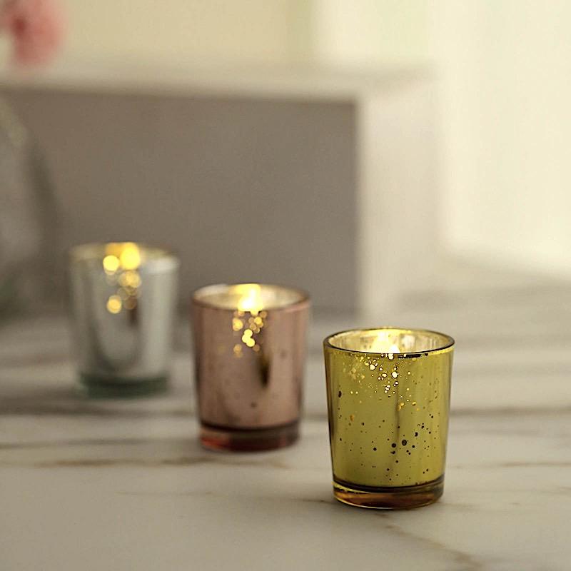 12 pcs 2 in Round Speckled Mercury Glass Votive Candle Holders