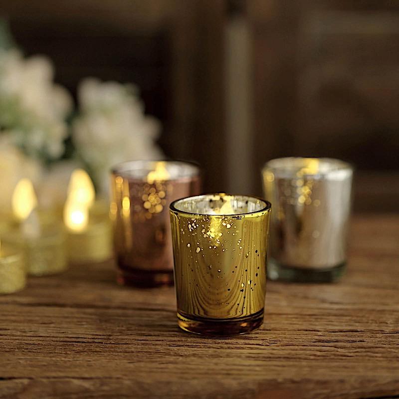 12 pcs 2 in Round Speckled Mercury Glass Votive Candle Holders