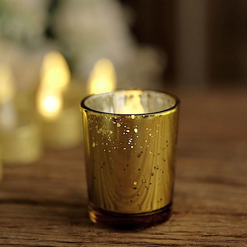 12 pcs 2 in Round Speckled Mercury Glass Votive Candle Holders