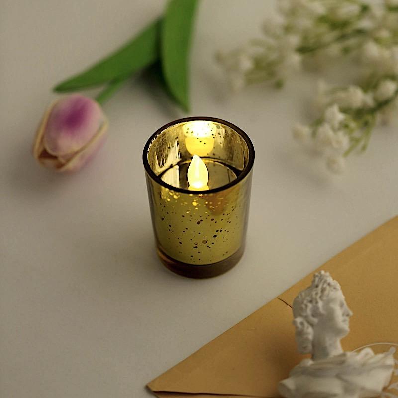12 pcs 2 in Round Speckled Mercury Glass Votive Candle Holders