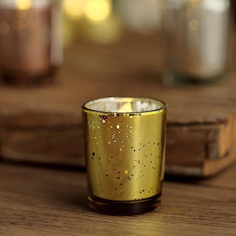 12 pcs 2 in Round Speckled Mercury Glass Votive Candle Holders