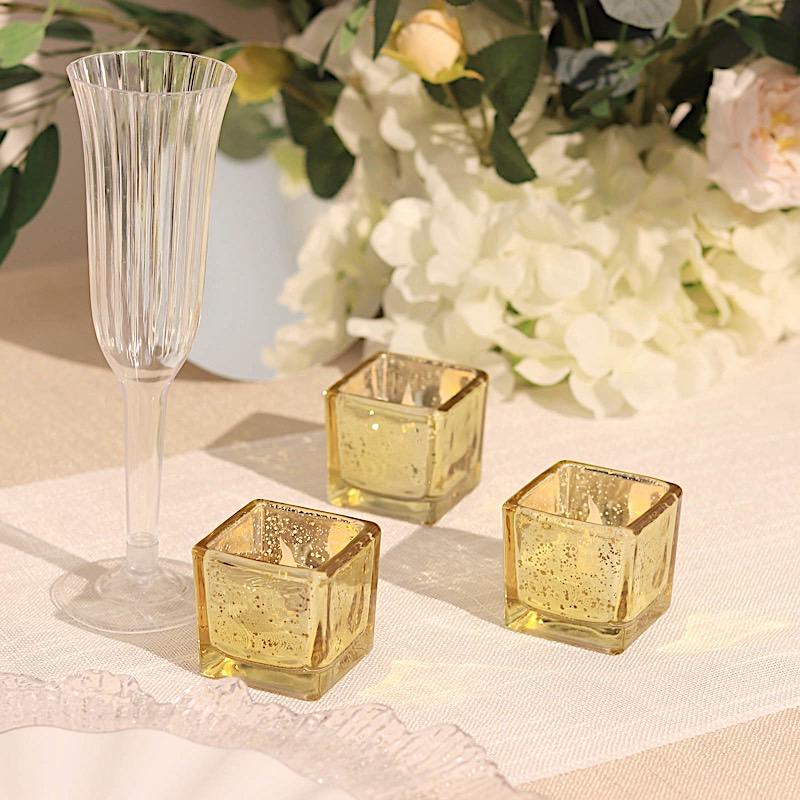 12 pcs 2 in Square Speckled Mercury Glass Votive Candle Holders