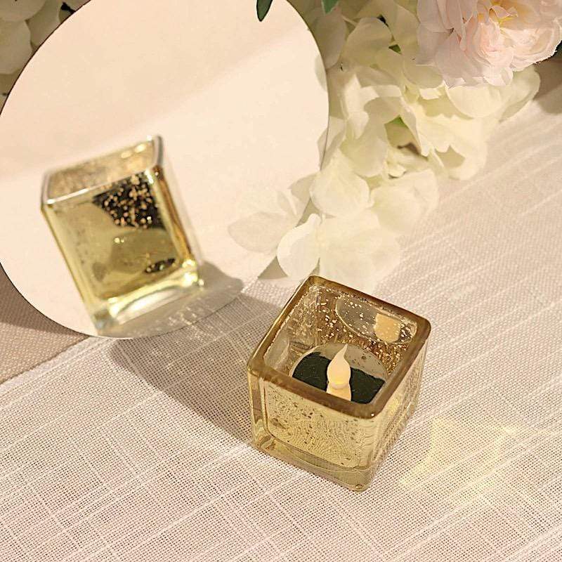 12 pcs 2 in Square Speckled Mercury Glass Votive Candle Holders