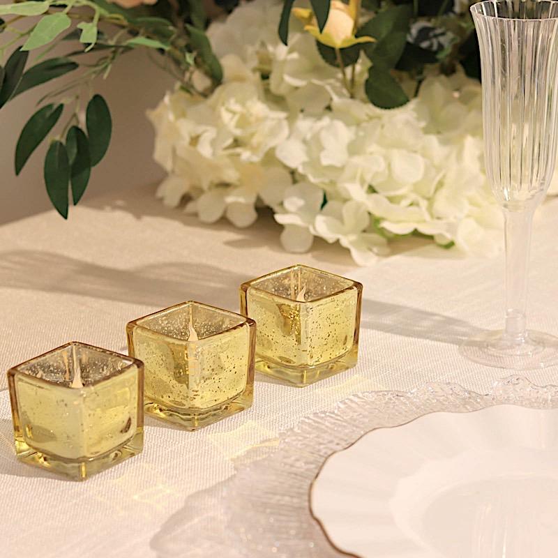 12 pcs 2 in Square Speckled Mercury Glass Votive Candle Holders