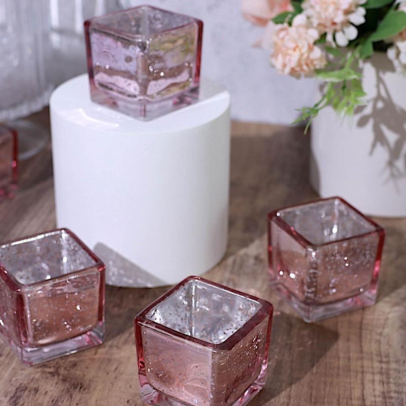 12 pcs 2 in Square Speckled Mercury Glass Votive Candle Holders