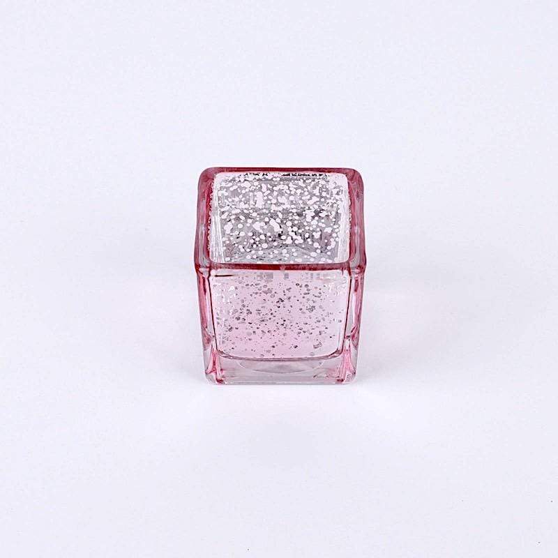 12 pcs 2 in Square Speckled Mercury Glass Votive Candle Holders