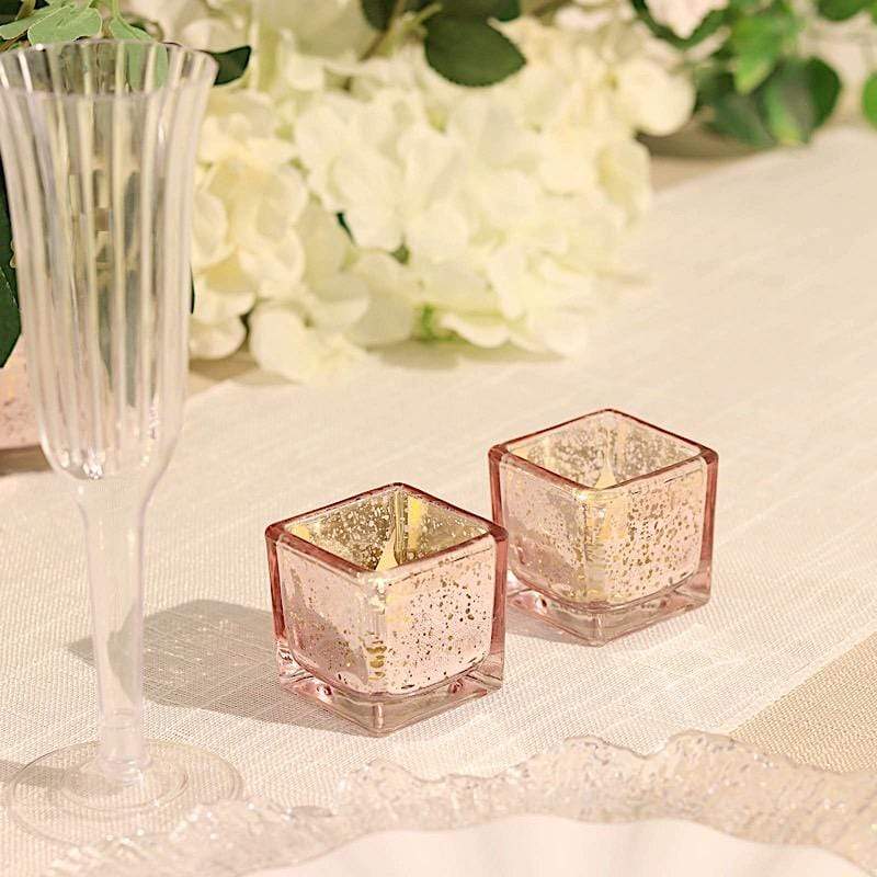 12 pcs 2 in Square Speckled Mercury Glass Votive Candle Holders