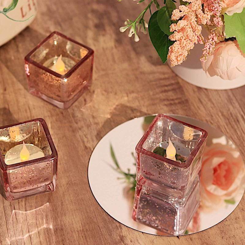 12 pcs 2 in Square Speckled Mercury Glass Votive Candle Holders