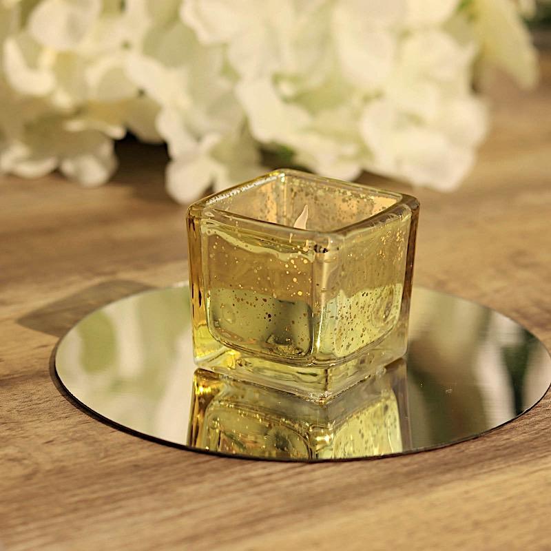 12 pcs 2 in Square Speckled Mercury Glass Votive Candle Holders