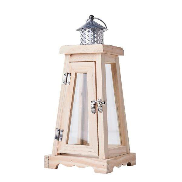 14 in tall Natural Wood Lantern Votive Candle Holder