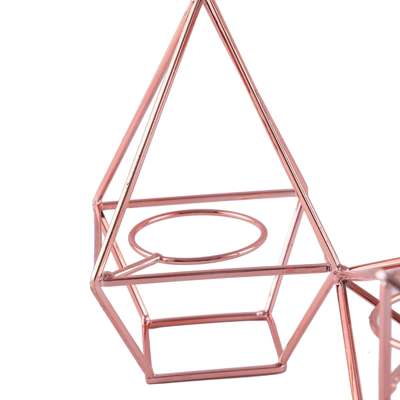 16.5 in long Jointed Geometric Stand with Tealight Votive Glass Candle Holders