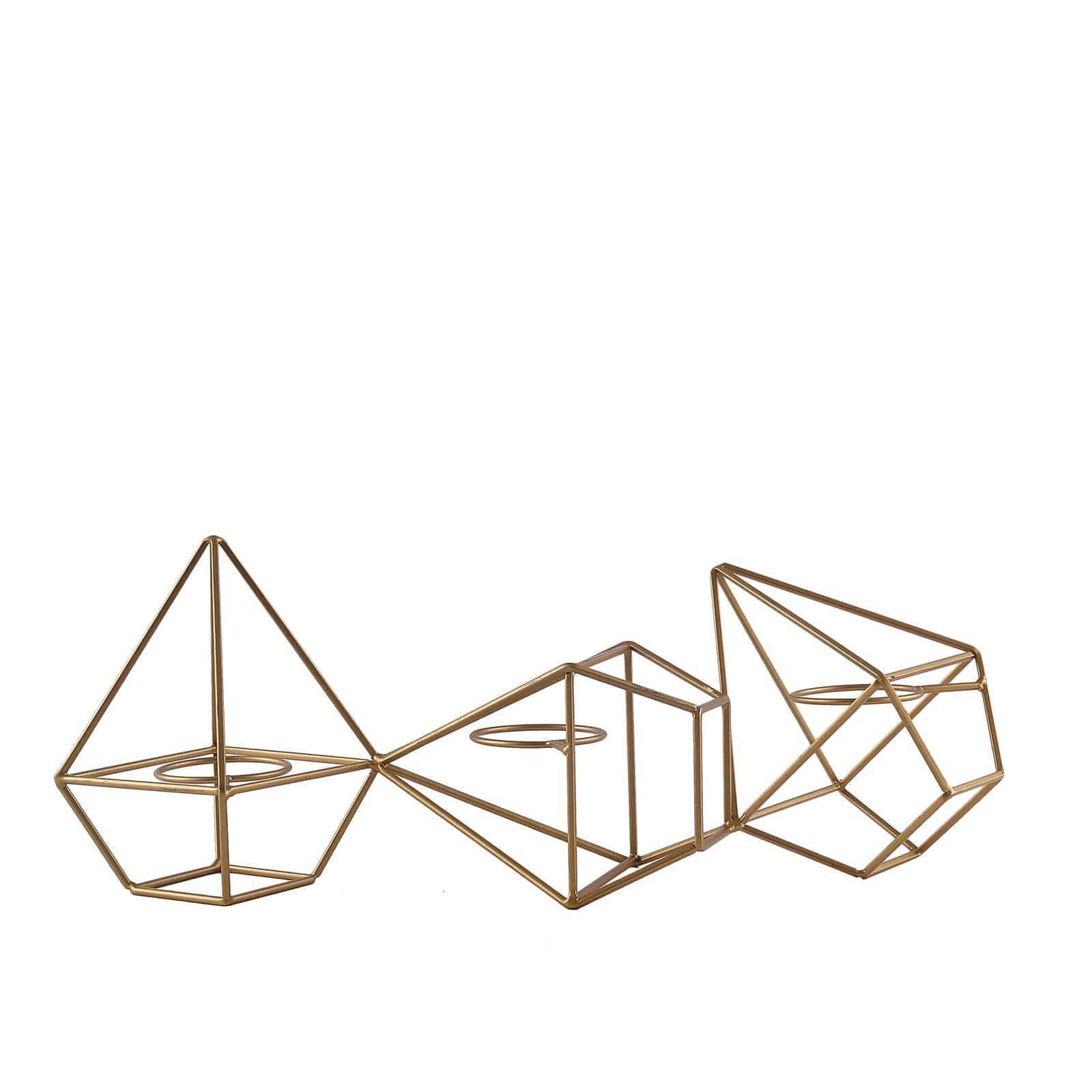 16.5 in long Jointed Geometric Stand with Tealight Votive Glass Candle Holders