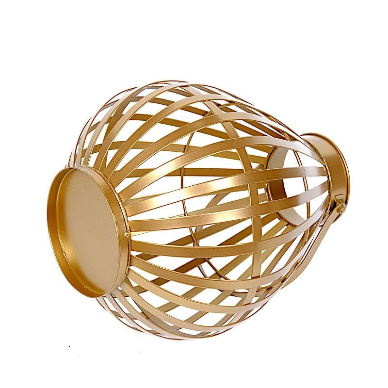 17 in Gold Basket Lantern Metal Candle Holder Centerpiece