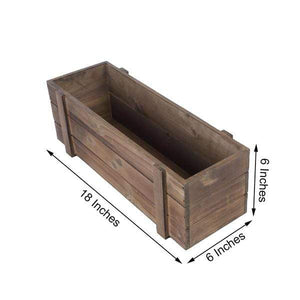 18x6 In Dark Brown Wood Rustic Rectangular Boxes Planter Holders 