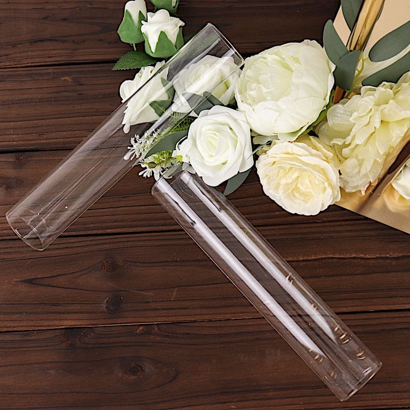 2 Clear Open End Cylinder Glass Hurricane Candle Shades