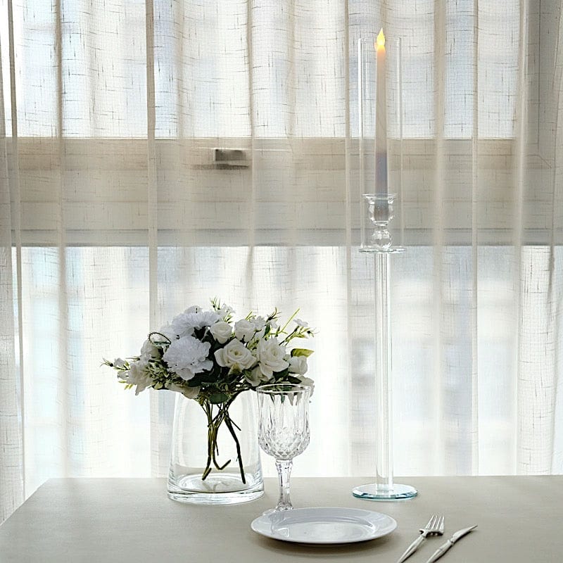 2 Crystal Clear Glass Hurricane Taper Candle Holders with Cylinder Shades