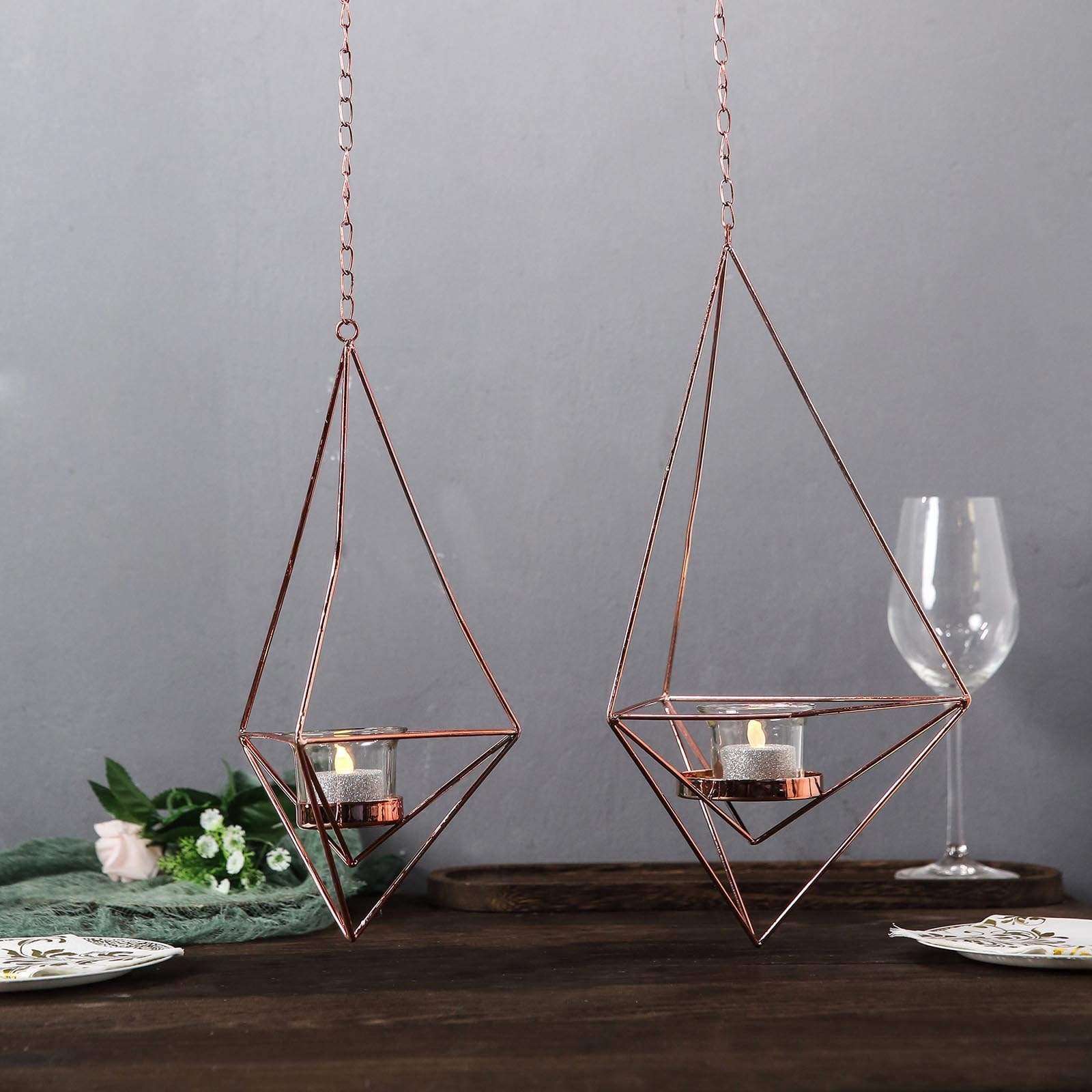 2 Geometric Candle Holders Hanging Decorations