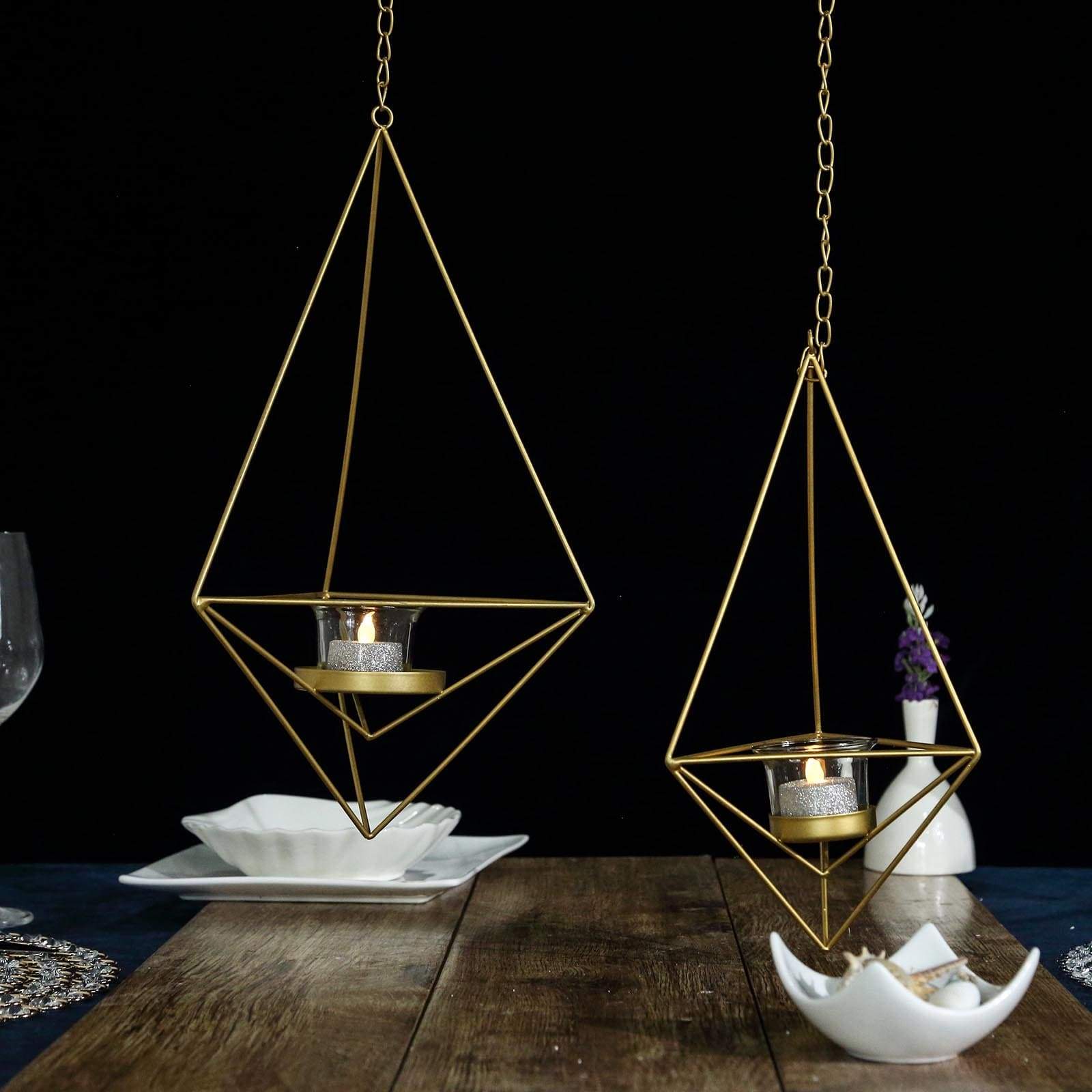 2 Geometric Candle Holders Hanging Decorations