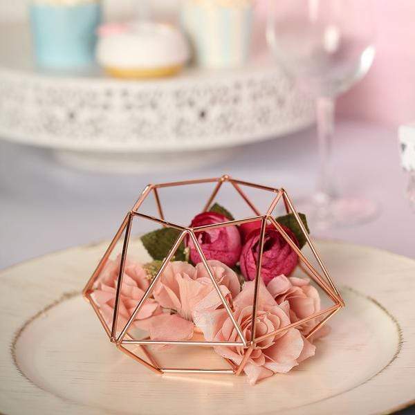 2 Geometric Metal Hexagon Flower Vases Tealight Candle Holders