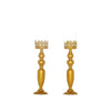 2 Gold 17 in tall Metal with Lacy Trim Glass Candle Holders Centerpieces