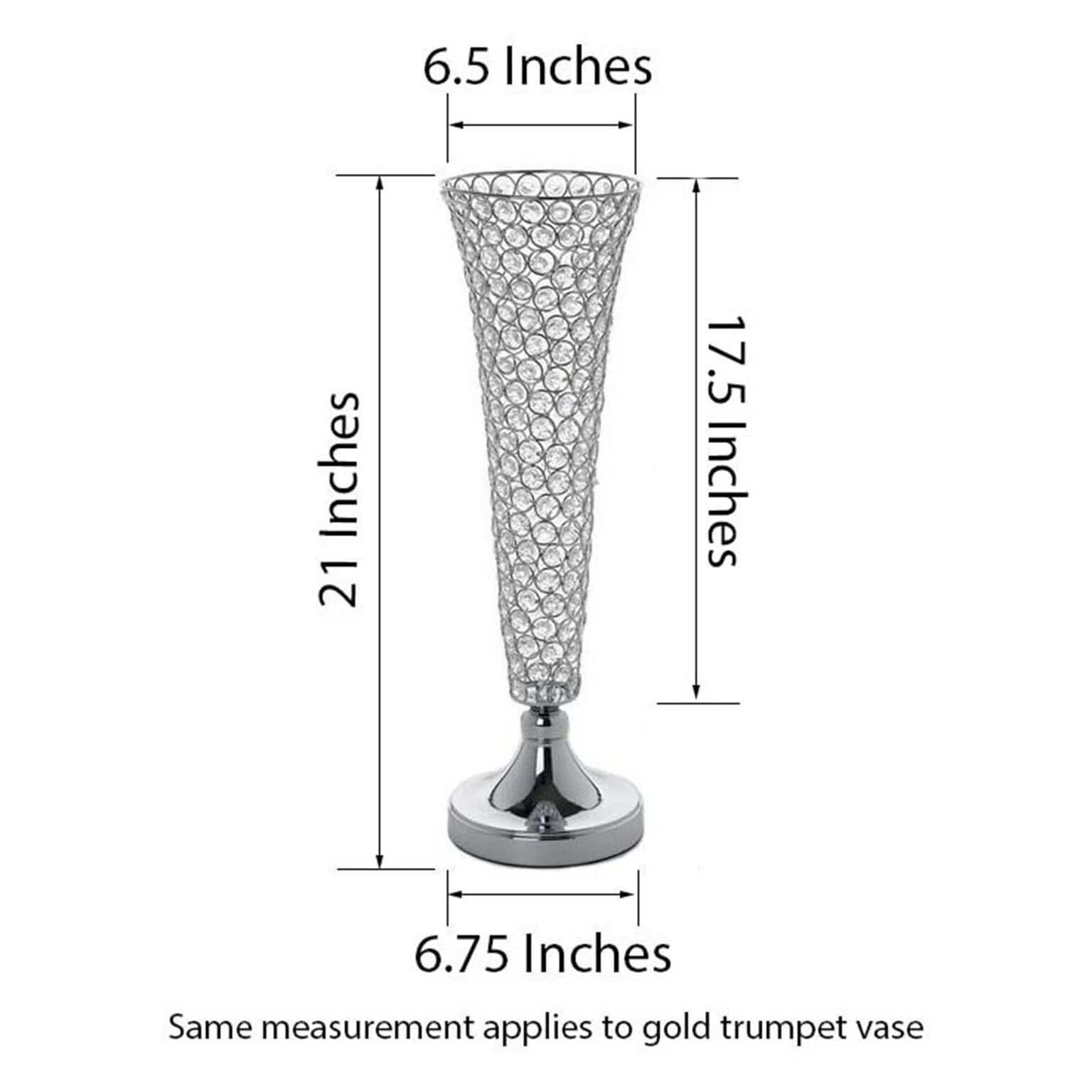 2 pcs 22 in tall Faux Crystal Beaded Trumpet Vases Wedding Centerpieces