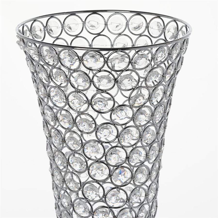 2 pcs 22 in tall Faux Crystal Beaded Trumpet Vases Wedding Centerpieces