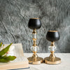 2 pcs 7" 11" tall Gold and Black Metallic Candle Holders Centerpieces with Crystal Accents
