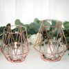 2 pcs 7 in tall Rose Gold Geometric Tealight Votive Metal with Glass Candle Holders