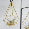 2 pcs 8 in tall Gold Geometric Tealight Votive Candle Holders with Black Stand