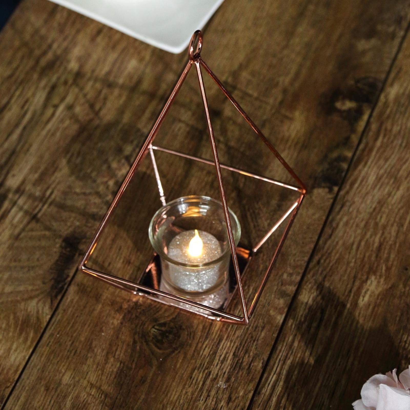 2 pcs 9.5 in tall Geometric Hanging Candle Holders Centerpieces