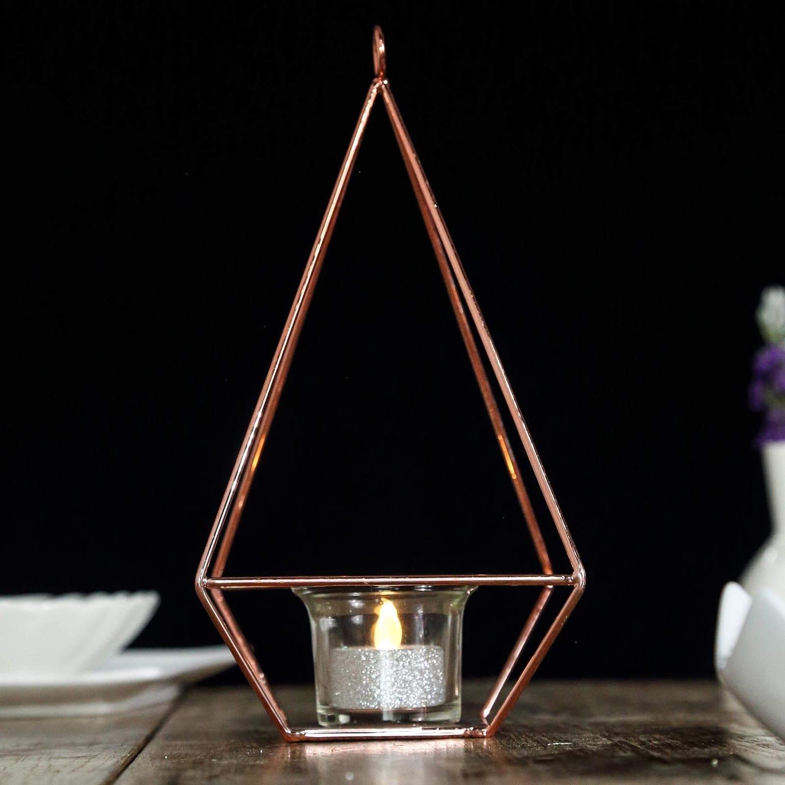 2 pcs 9.5 in tall Geometric Hanging Candle Holders Centerpieces