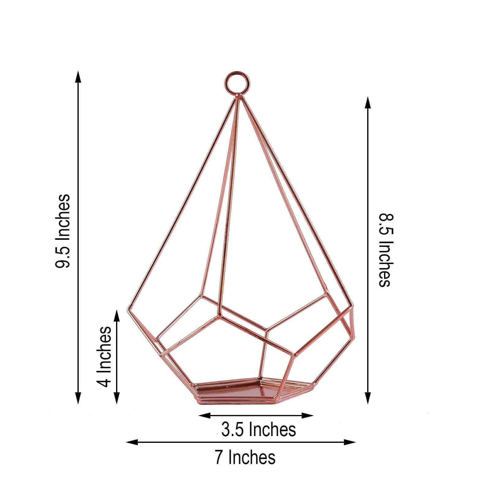 2 pcs 9 in tall Geometric Pentagon Hanging Candle Holders Centerpieces