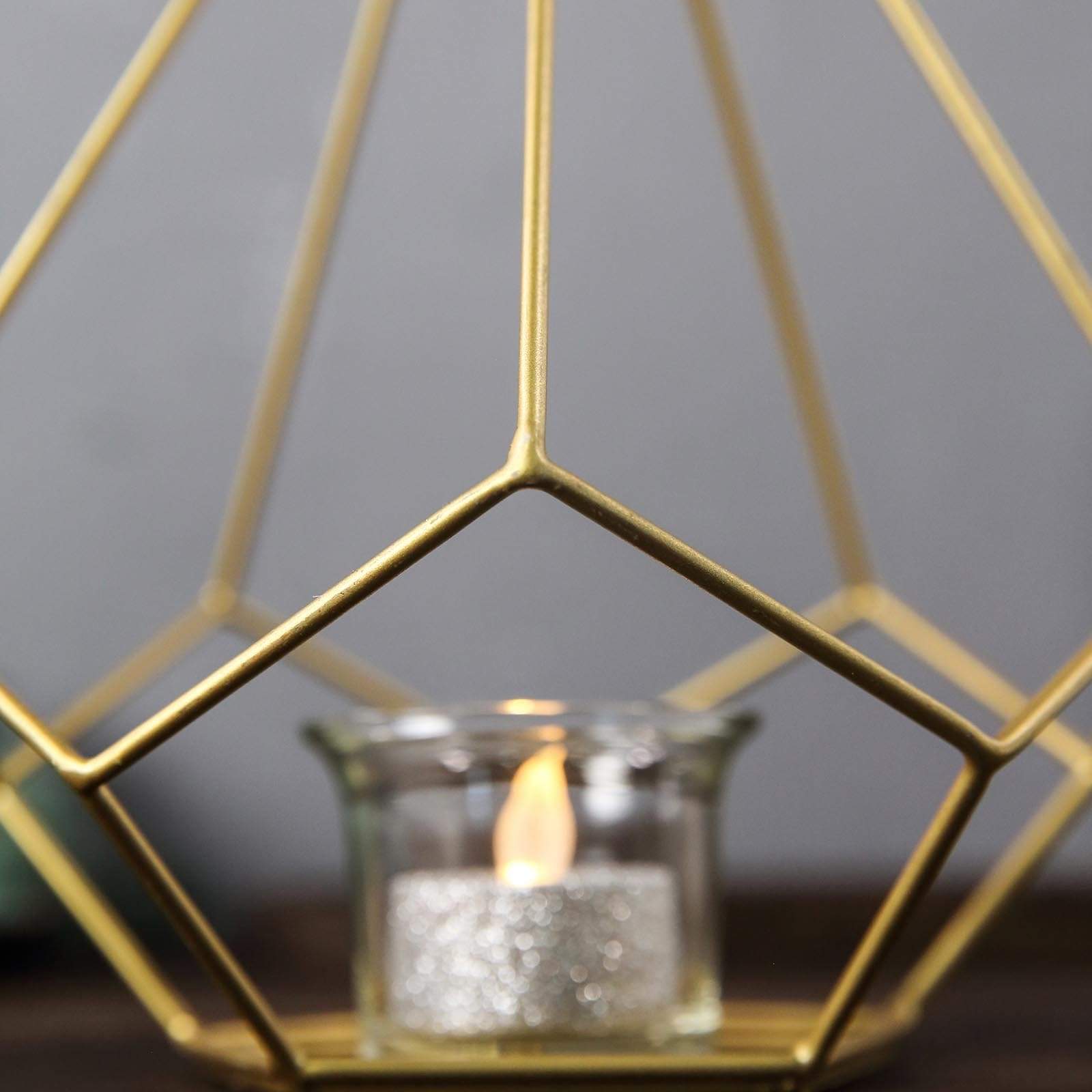 2 pcs 9 in tall Geometric Pentagon Hanging Candle Holders Centerpieces