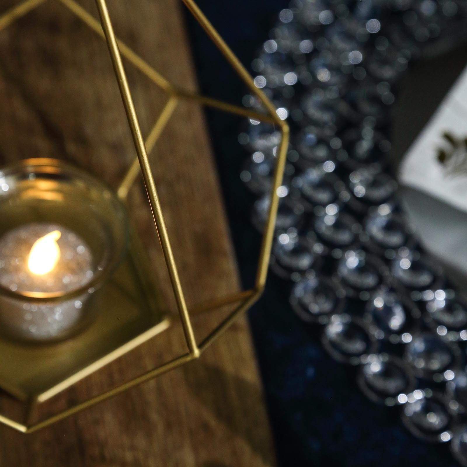 2 pcs 9 in tall Geometric Pentagon Hanging Candle Holders Centerpieces