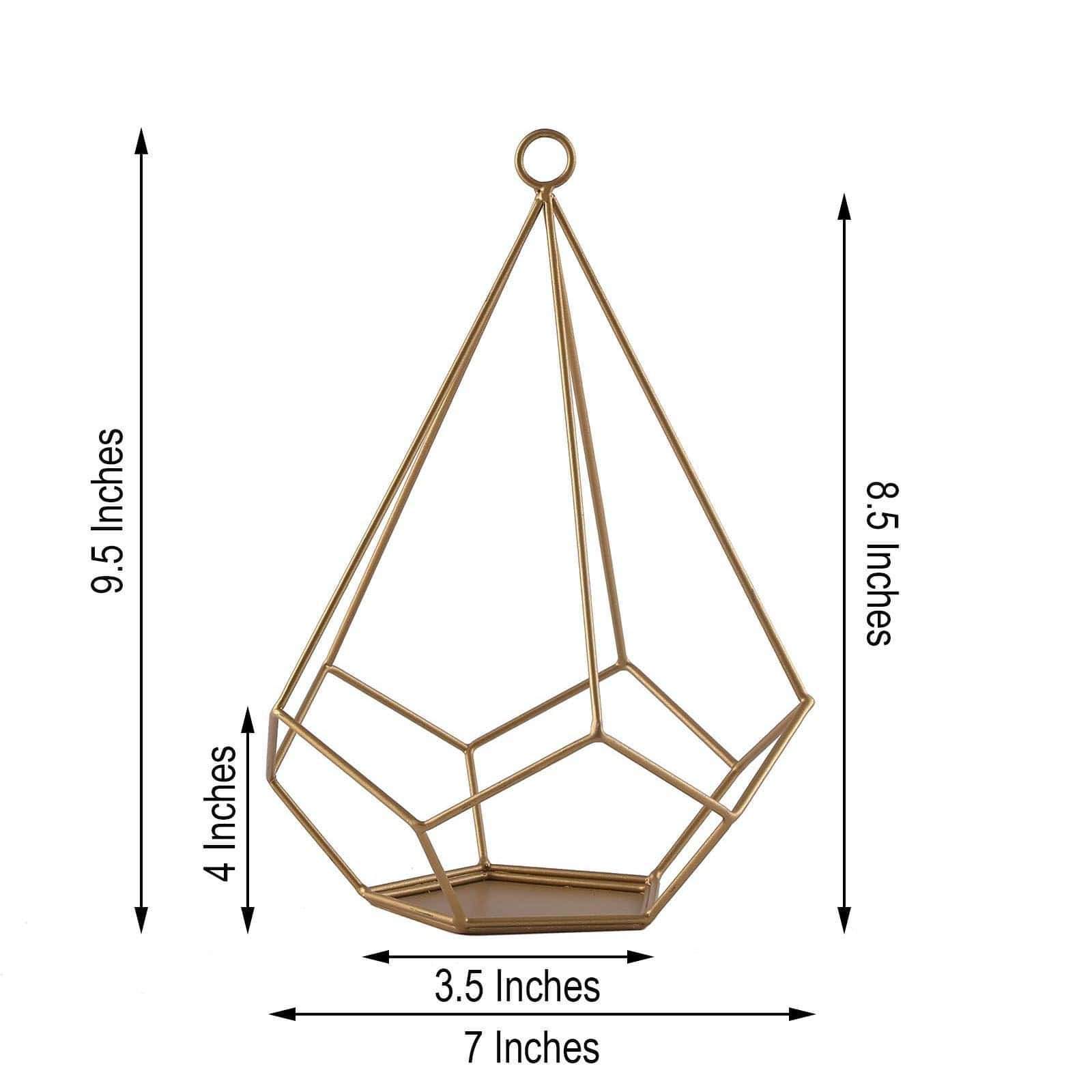 2 pcs 9 in tall Geometric Pentagon Hanging Candle Holders Centerpieces