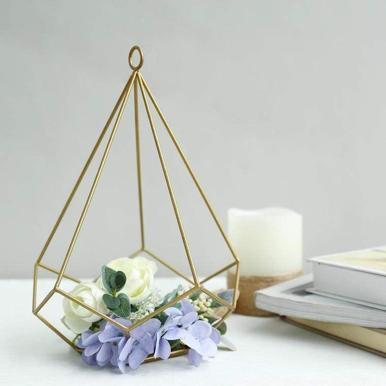 2 pcs 9 in tall Geometric Pentagon Hanging Candle Holders Centerpieces