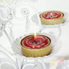 2 Red with Gold Glitter Wedding Unscented Rose Tealight Candles