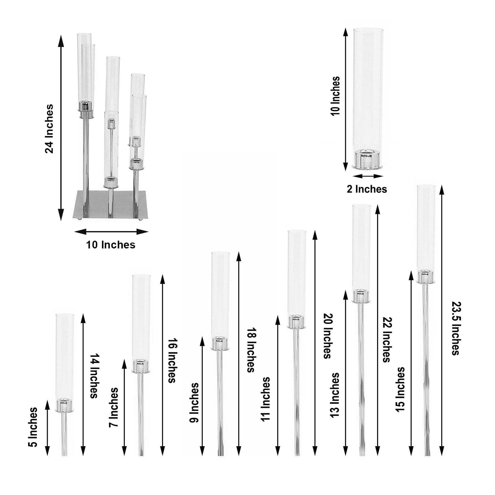 24 in tall Candelabra Candle Holder Centerpiece with Glass