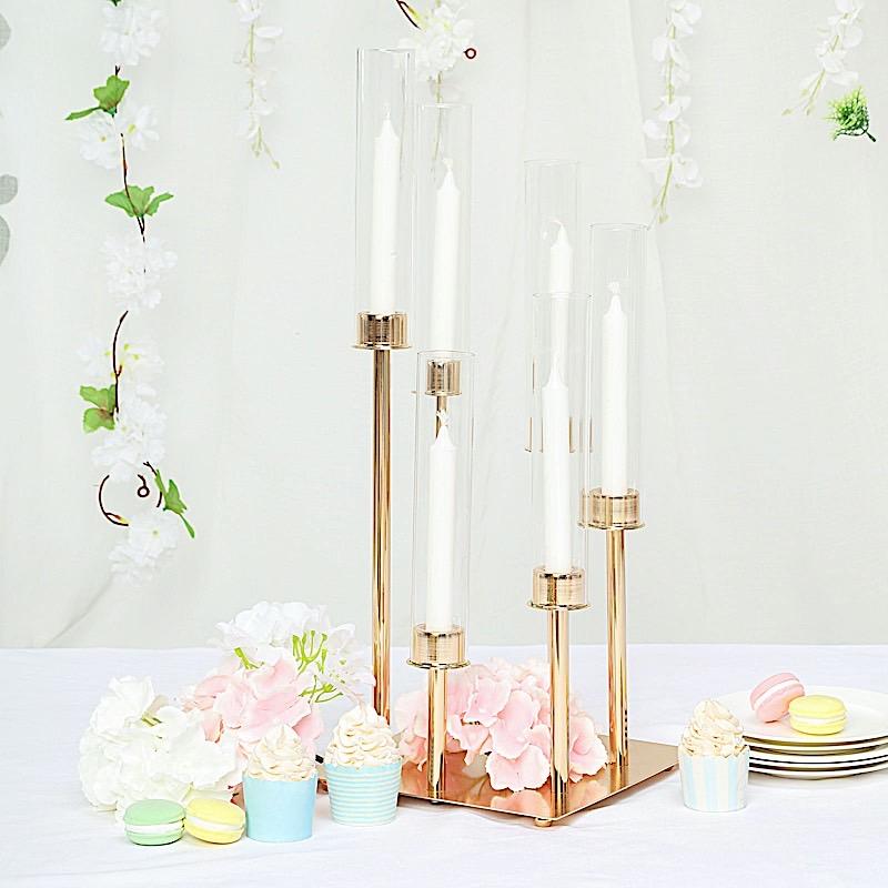 24 in tall Candelabra Candle Holder Centerpiece with Glass