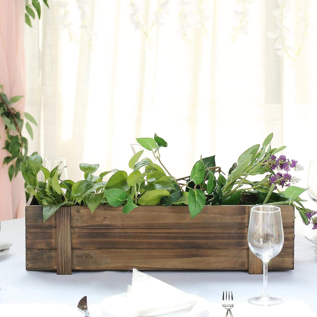 Balsacircle 24 inch Tan Brown Natural Wood Boxes Rectangular Plant Holders Centerpieces Party Decorations