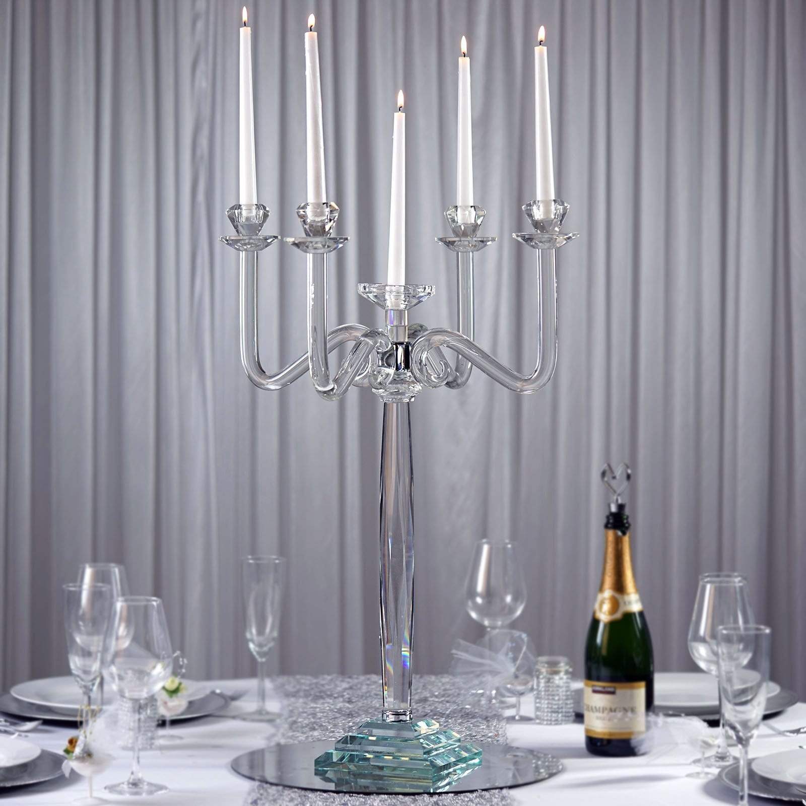 27 in tall Clear 4 Arm Crystal Glass Candelabra Candle Holder