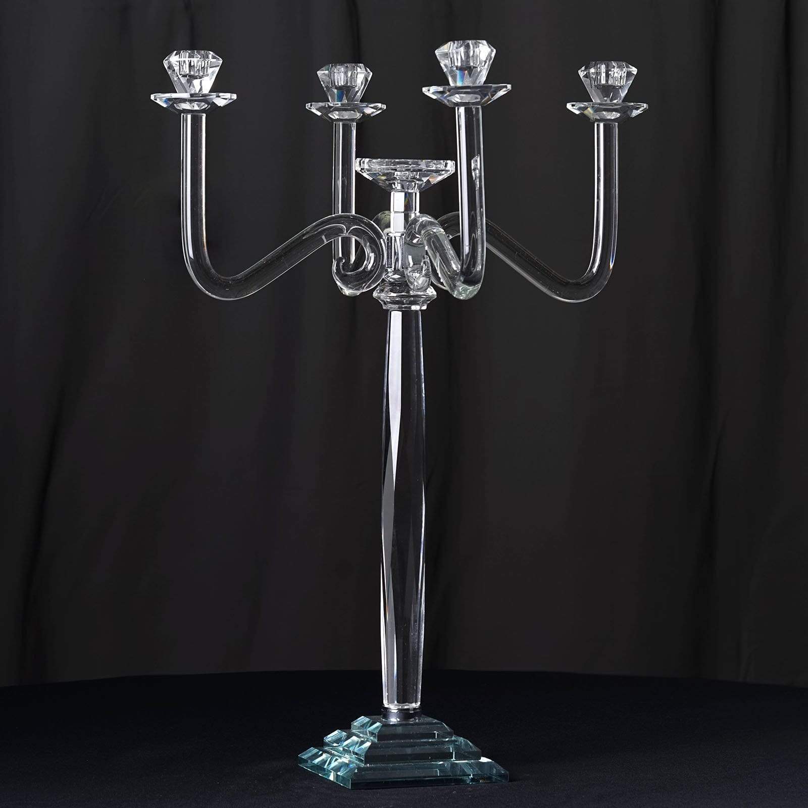 27 in tall Clear 4 Arm Crystal Glass Candelabra Candle Holder