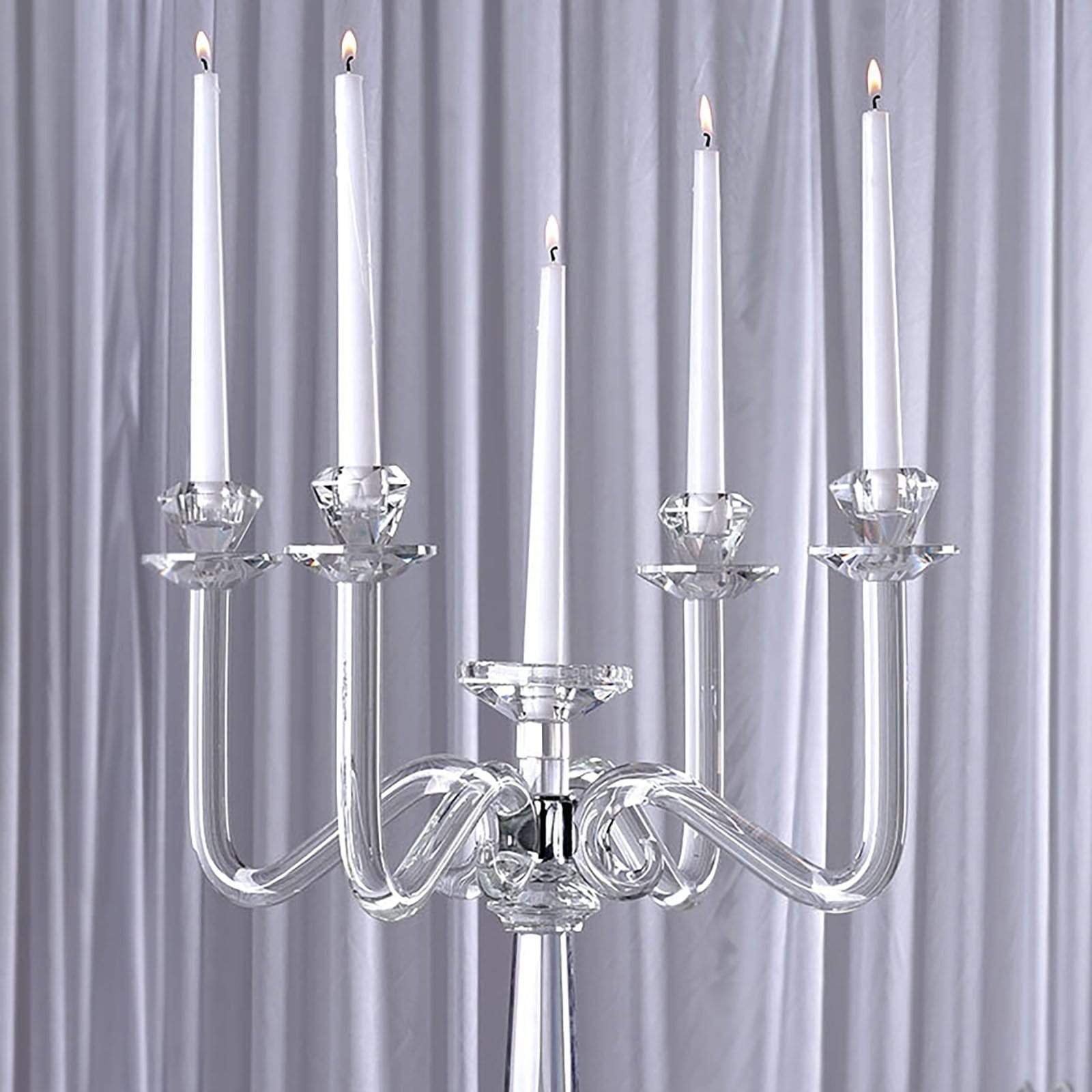 27 in tall Clear 4 Arm Crystal Glass Candelabra Candle Holder