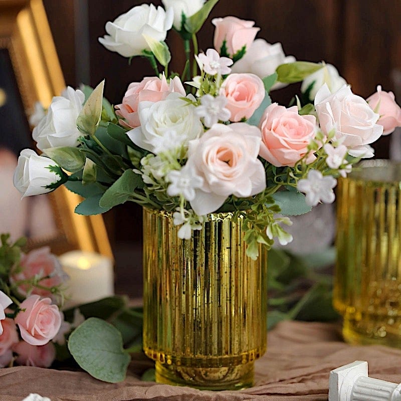 3 pcs 5 in Round Speckled Mercury Glass Votive Candle Holders