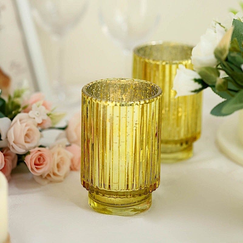 3 pcs 5 in Round Speckled Mercury Glass Votive Candle Holders