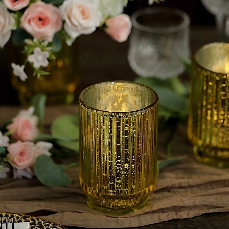 3 pcs 5 in Round Speckled Mercury Glass Votive Candle Holders