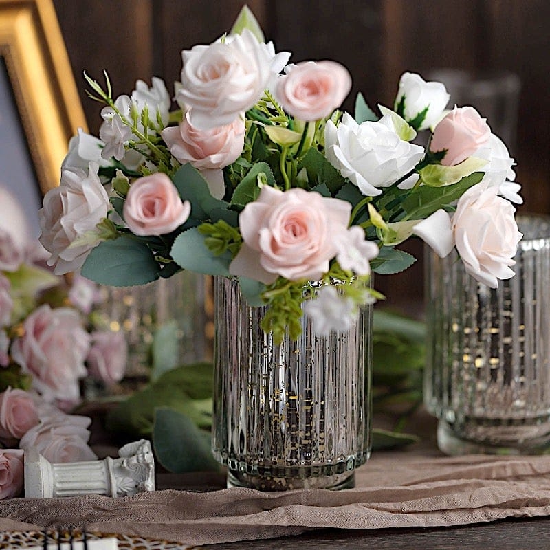 3 pcs 5 in Round Speckled Mercury Glass Votive Candle Holders