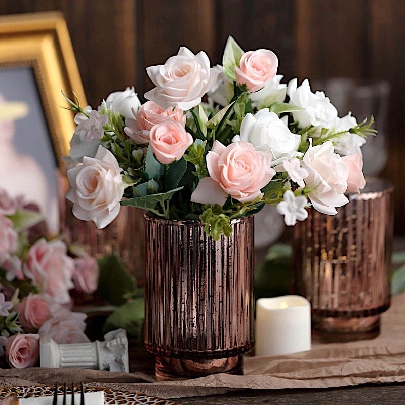 3 pcs 5 in Round Speckled Mercury Glass Votive Candle Holders